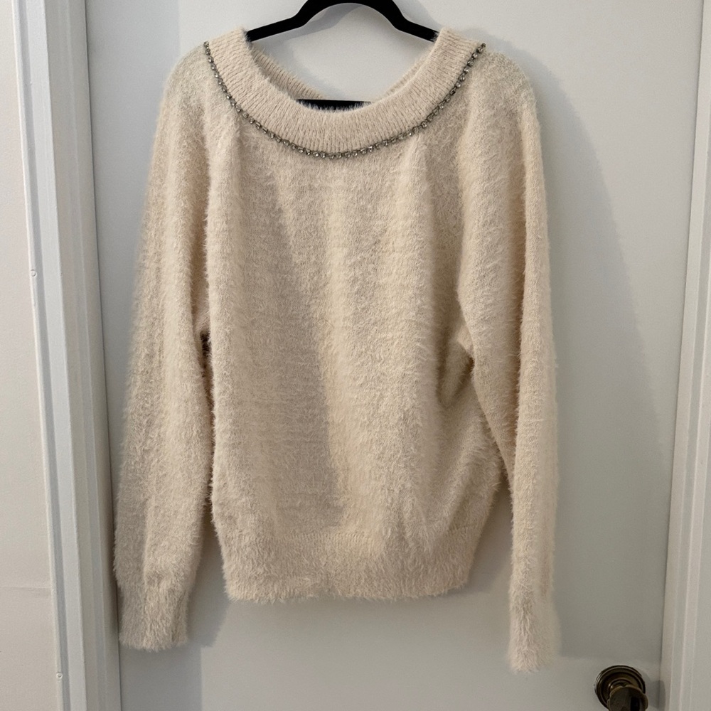 Maurices Cream Sweater with Beaded Detail